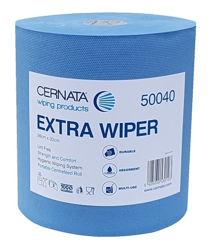 CERNATA Extra Wiper Roll 500 Sheets 3 Ply Blue